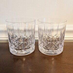 Waterford Crystal Lismore Double Old Fashioned Glasses Set of 2 Whiskey Tumblers